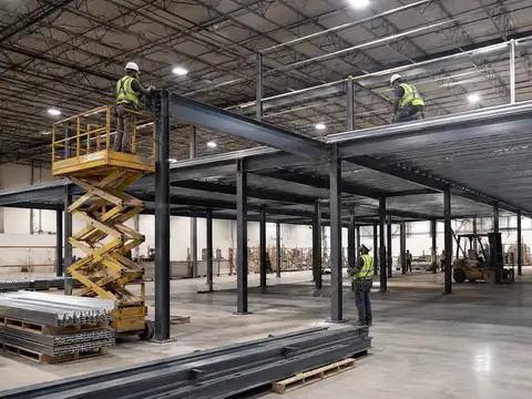 Technician replacing and servicing a large industrial forklift battery