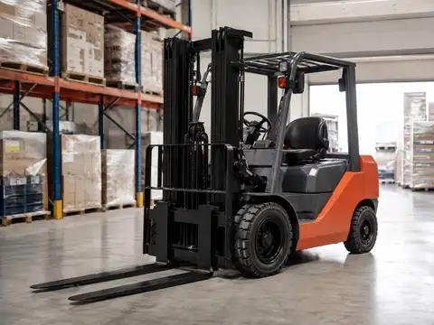 Modern counterbalance forklift inside a warehouse
