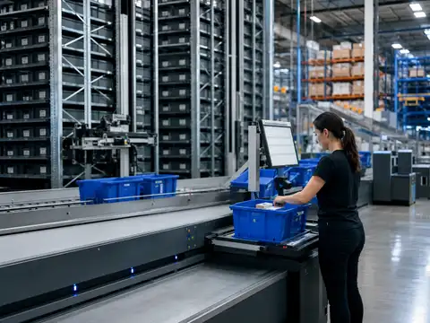 Goods-to-person automated storage system delivering inventory totes to a warehouse operator