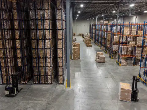High-density warehouse storage compared with selective pallet racking
