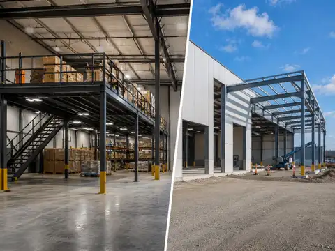 Warehouse mezzanine compared with an external building expansion for adding usable facility space
