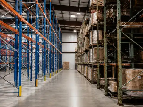 New pallet racking compared with older used warehouse racking